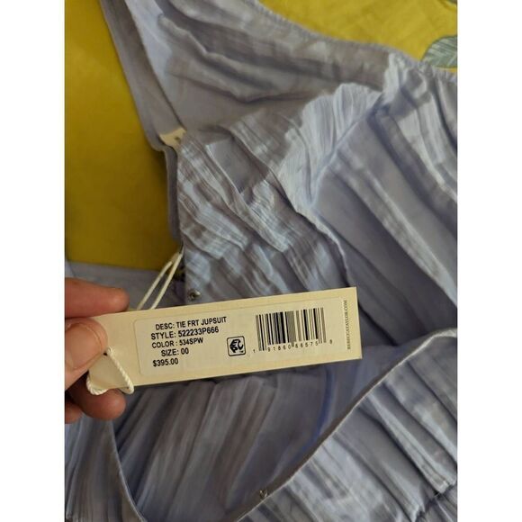 Rebecca Taylor tie front ice blue crinkly silk jumpsuit sz 0 new with tags - Picture 3 of 6